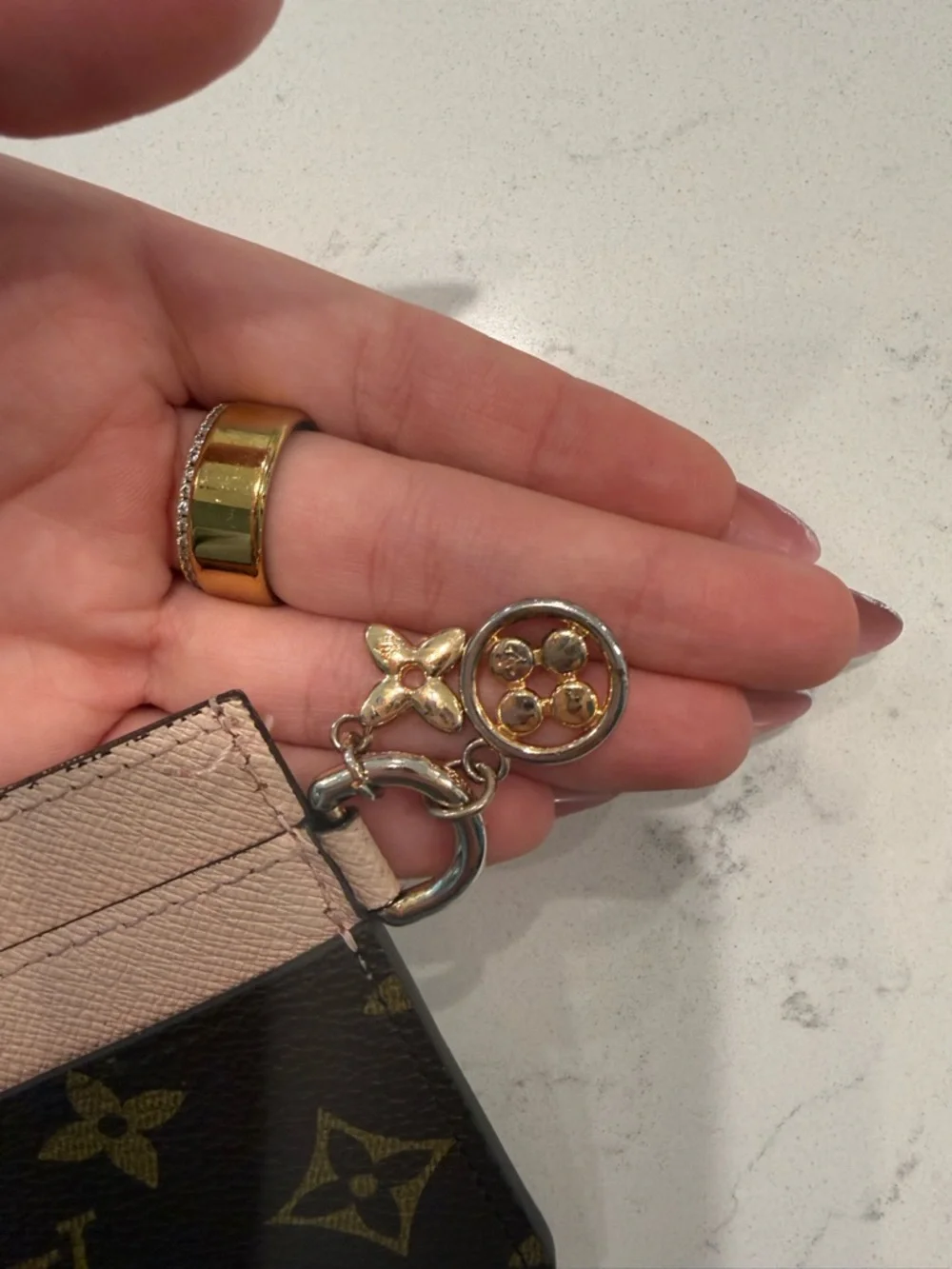 Louis Vuitton Brown Monogram Card & Key Holder with Pink Trim - Picture 4 of 4